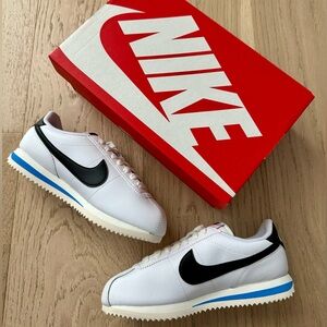 NEW Nike Cortez Sneakers - white/black-light photo blue - women’s